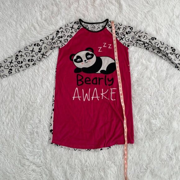 Girls Wonder Nation Bearly Awake Sleepy Dress in Pink and Black Extra Large - Picture 5 of 11